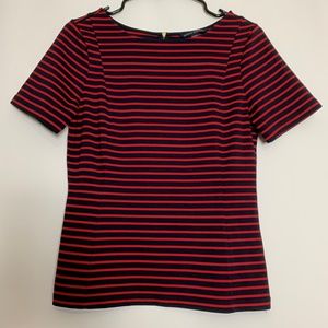 Banana Republic Blouse Top Size 6 Red Black Stripe